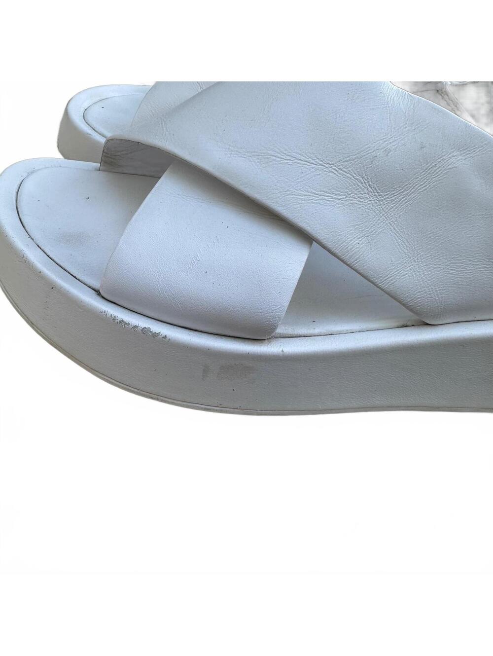 ASH White Leather Platform Cross-Strap Slingback Sandals Size 38 - Picture 6 of 12